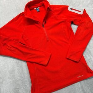 Eddie Bauer Shirt Women's Medium‎ First Ascend Fleece Quarter Zip Pullover Red